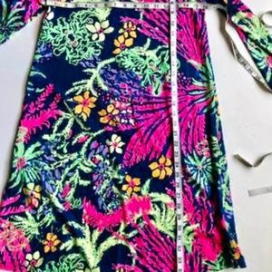 NWT Lilly PULITZER Women Pima Cotton Dress 3/4 Sleeve Floral Blue Pink Small